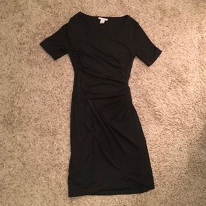 Black dress with gathered front